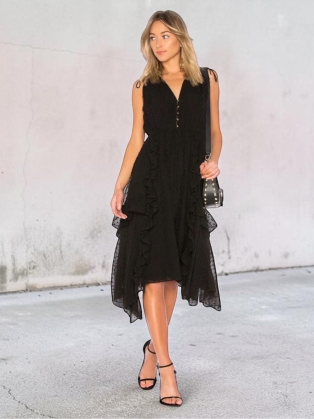 New! ULLA JOHNSON Aurelie Silk Dot
Handkerchief Dress Size 2